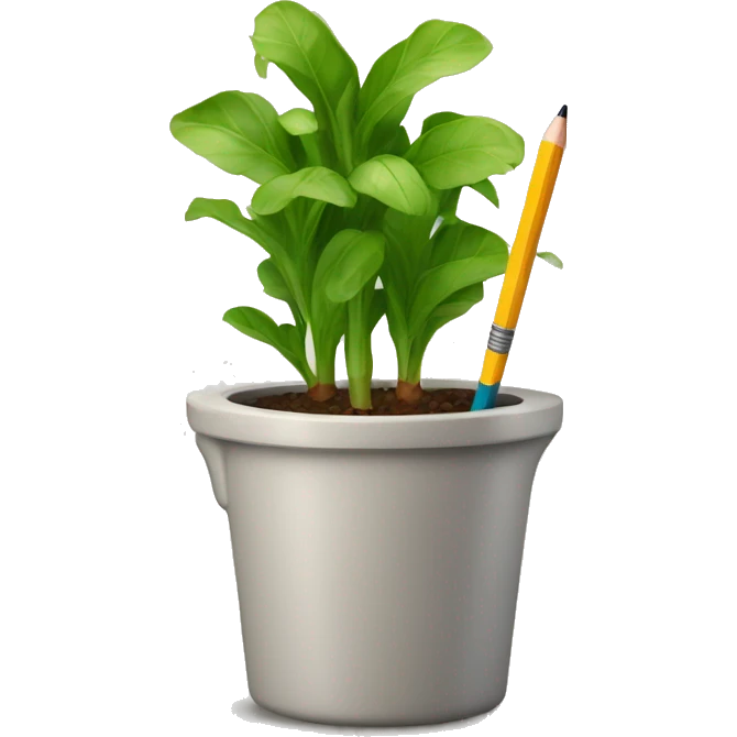 Pencil in a pot irrigated emoji