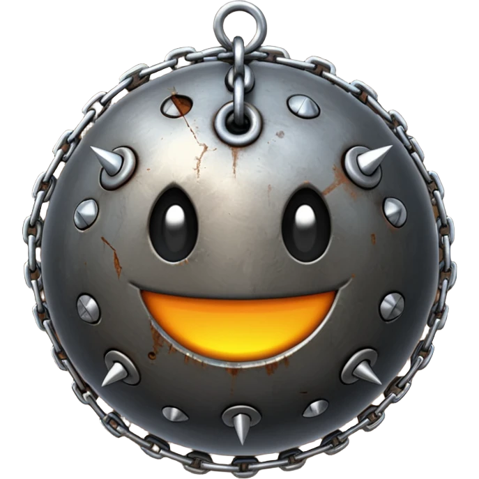 iPhone text message emoji size ball, and chain with spikes emoji