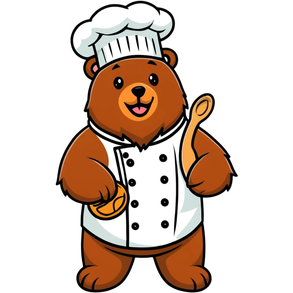 Grizzly bear wearing a chef hat  emoji