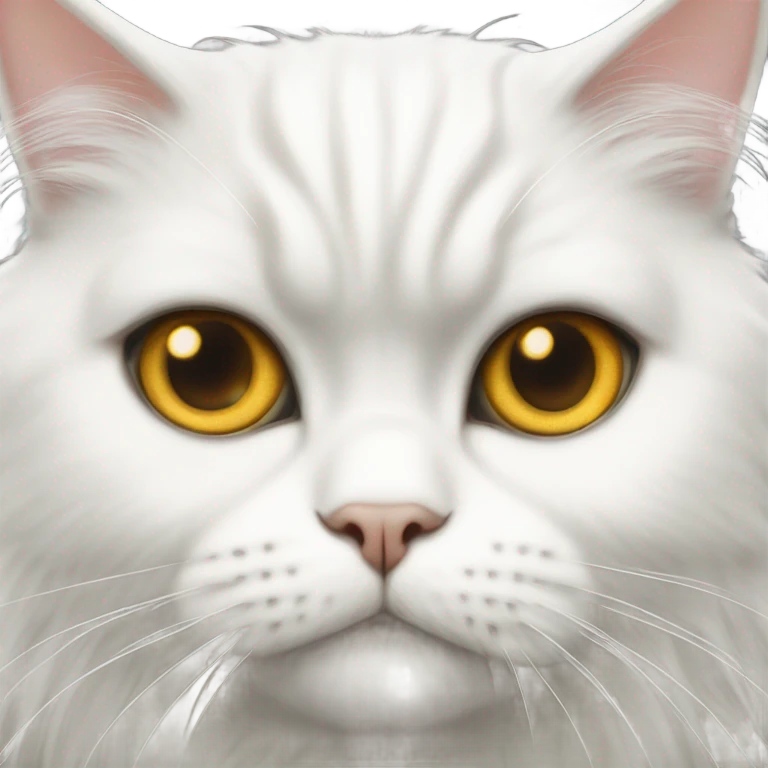 White persian cat with gold eyes emoji