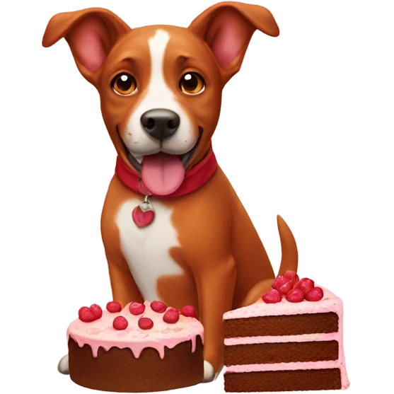 Red dog with cakes emoji