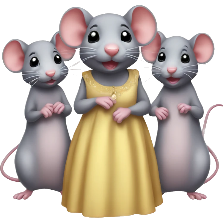 Five cute rat friends with dress  emoji