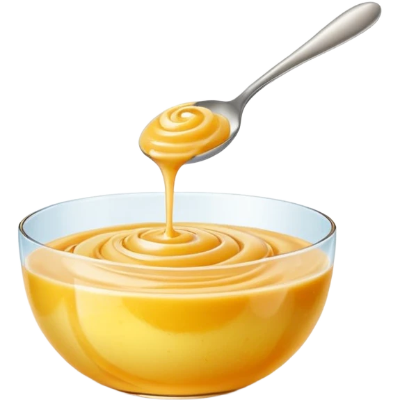 small glossy swirl or spoonful of golden fruit purée with smooth thick texture, slightly translucent surface, subtle ripple suggesting softness and freshness, color ranges from light yellow to soft peach, no bowl or garnish, apple emoji style, soft lighting, subtle shadows, emoji scale emoji