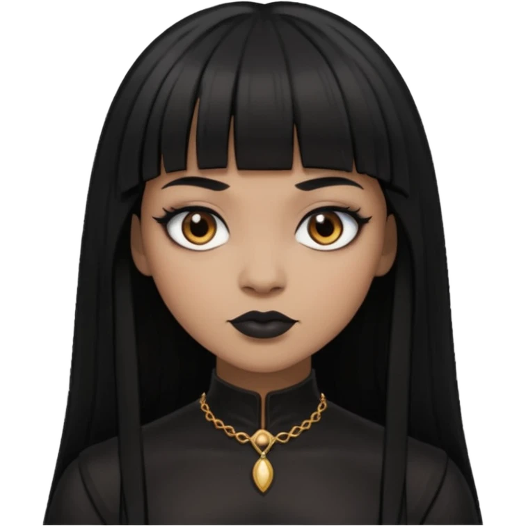 vampira gótica parda de cabelo preto e franja emoji