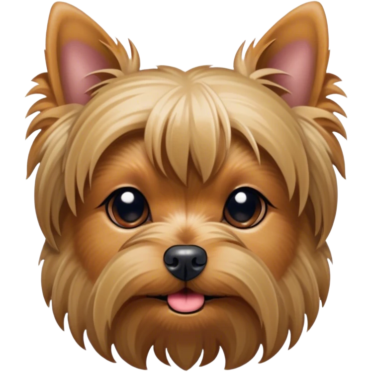 Cinematic Cute Yawning Yorkshire Terrier Portrait Emoji, Head tilted with a playful, drowsy expression and droopy, adorable eyes, featuring a soft, well-groomed fur in rich hues, simplified yet irresistibly endearing, highly detailed, glowing with a warm, cozy radiance, high shine, exuding a relaxed yet spunky charm, styled with a gentle, soft glowing outline, capturing the essence of a Yorkshire Terrier mid-yawn that seems as if it could cuddle right off the screen! emoji