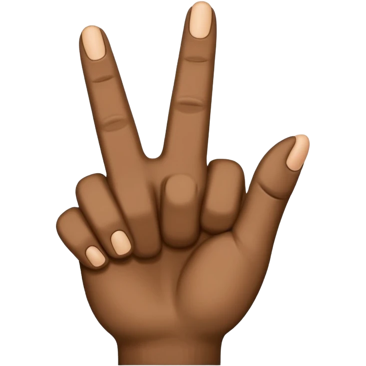 A black hand and the thumb, index and middelfinger are stretched (to say yvl) emoji