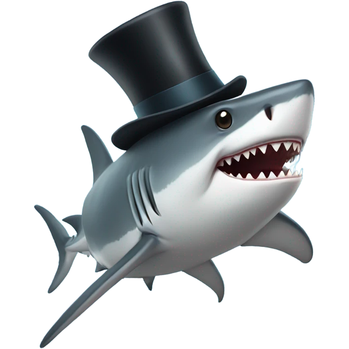 Shark with a top hat emoji