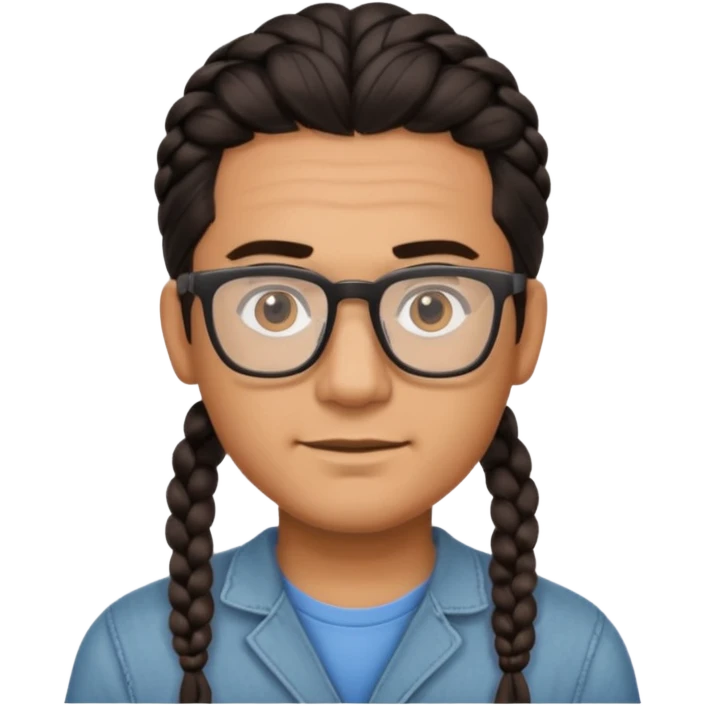 dark haired and braided man with glasses emoji