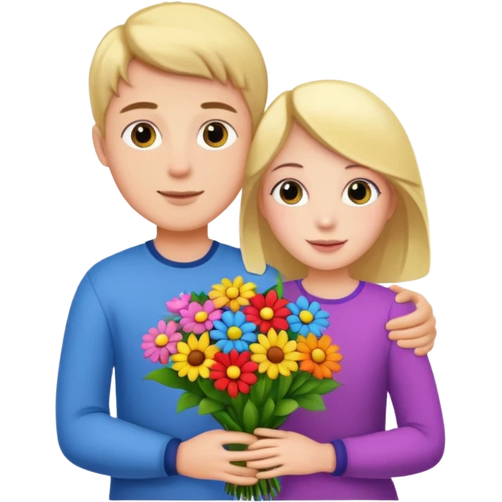 Boy namned Edvin holds flowers and gives it to Linnea emoji