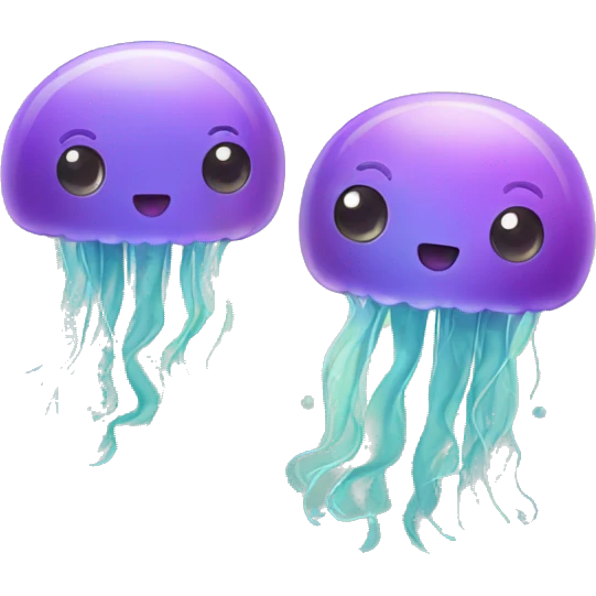 Two cute jellyfish swimming  emoji