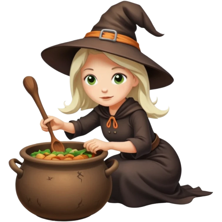 Cadı kazanında yemek yapan bir cadı emoji