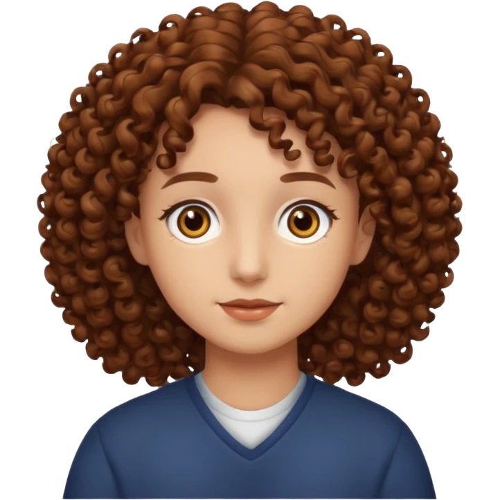 Nano con capelli ricci marroni, occhi marroni emoji