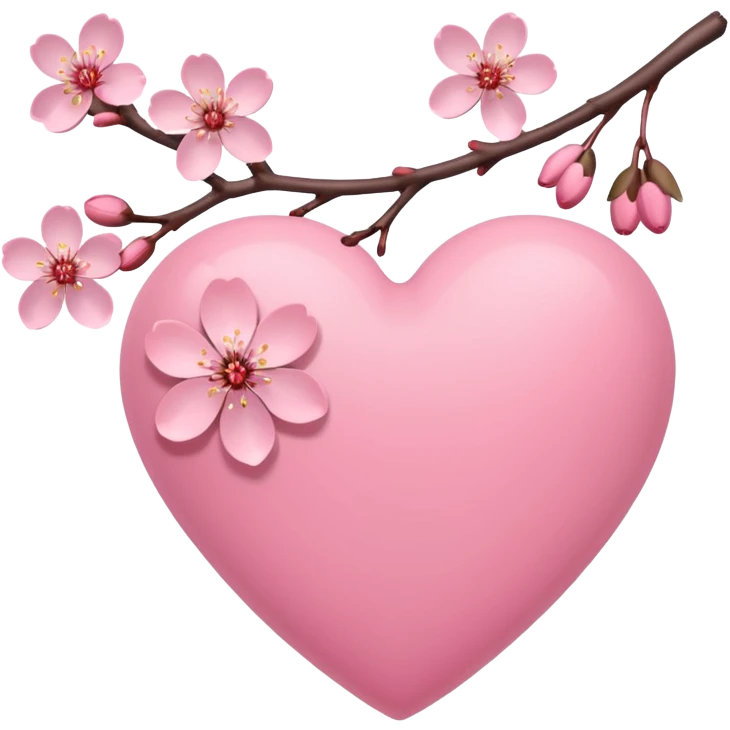 heart with sakura branch and blossoms emoji