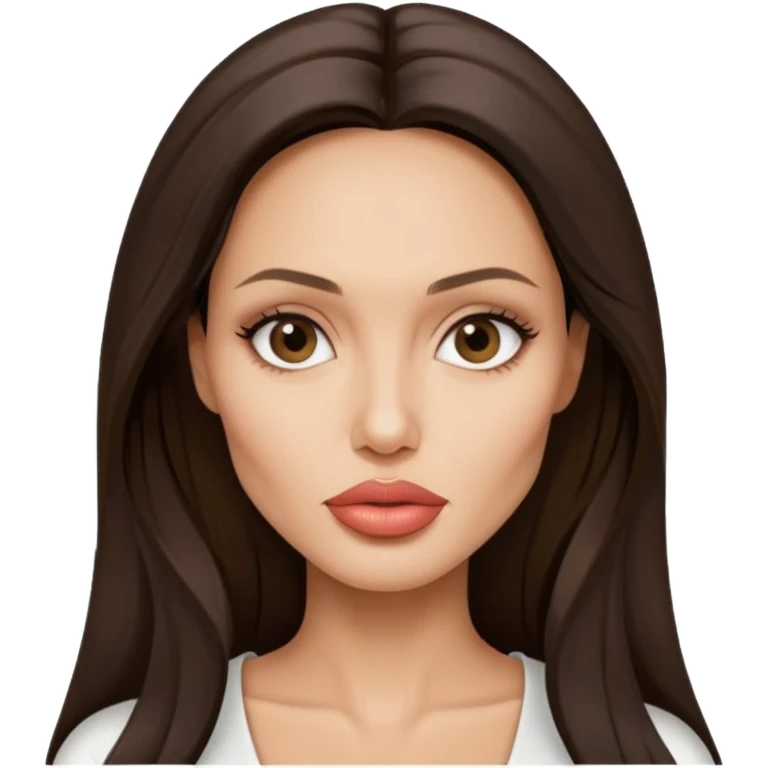 Angelina jolie , fashion model Beautiful woman model adult   large breasts  with close set eyes tan skin, full lips  long hair model white  top   emoji