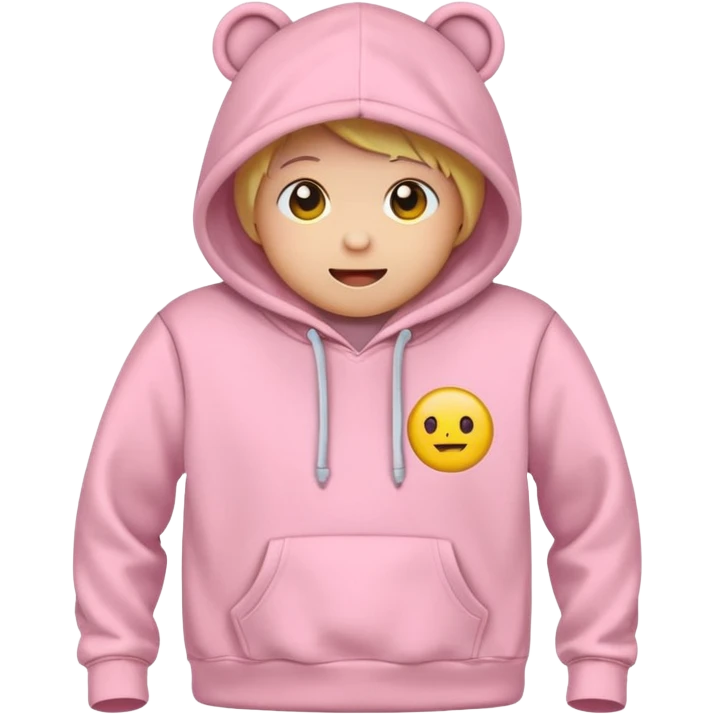 baby pink colour hoodie( only hoodie packshot) with hood emoji  emoji