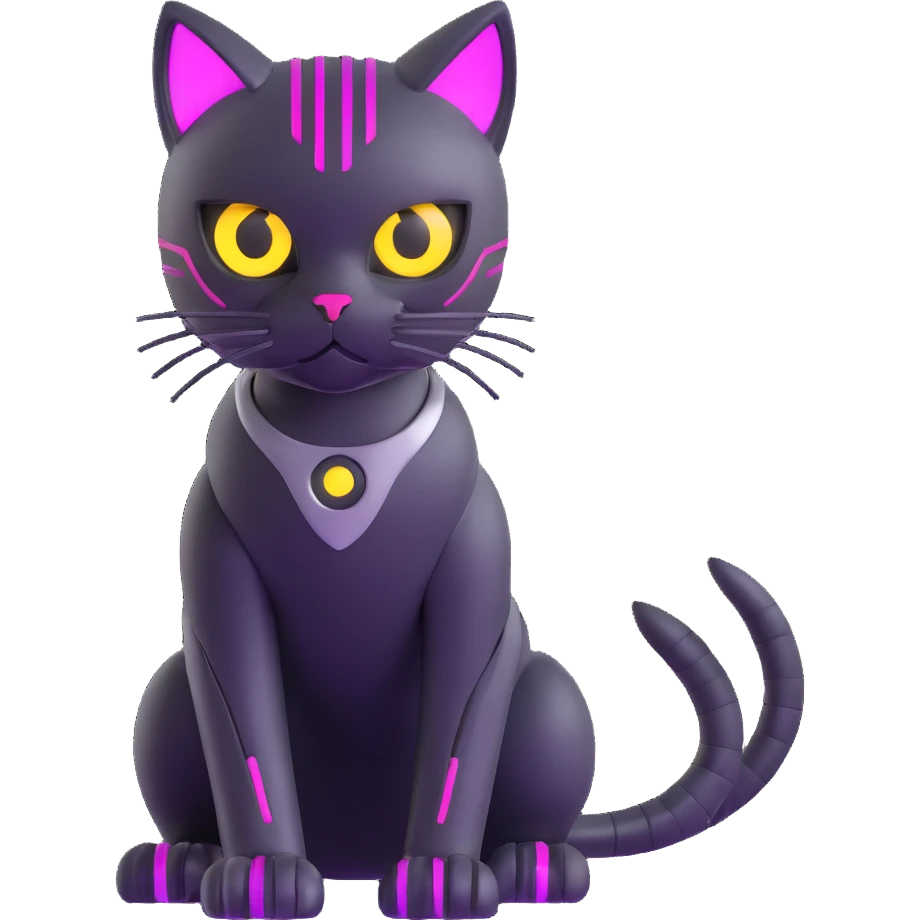 cybercat with metallic body and LED eyes emoji