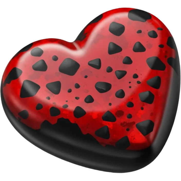 a tumbled glossy shiny black and red Bloodstone emoji