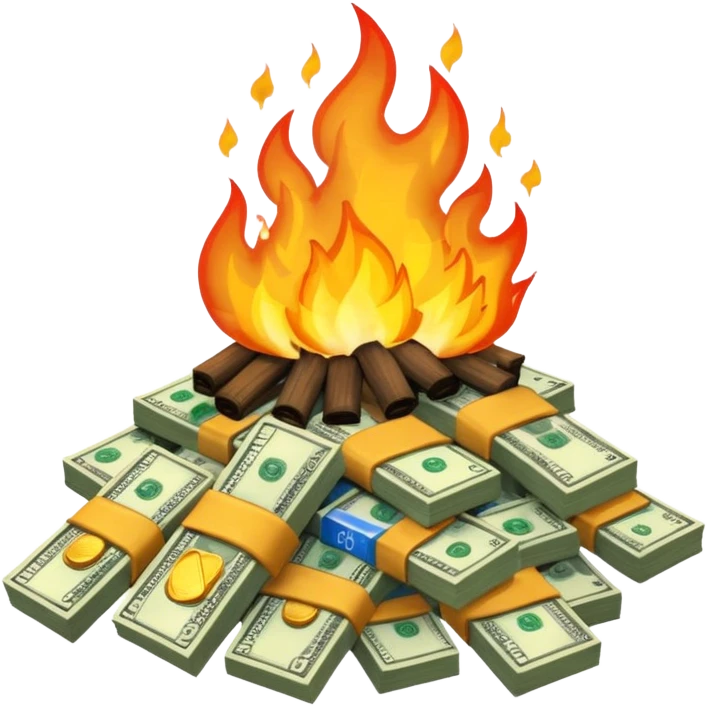 Burning money emoji