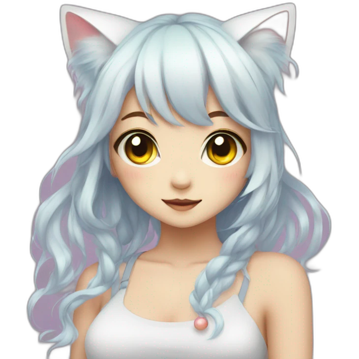 neko girl with rainbow eyes emoji