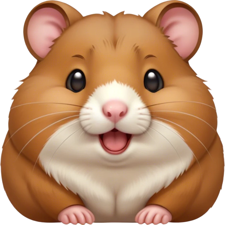 Cinematic Cute Yawning Brown Hamster Portrait Emoji, Head tilted slightly with a dramatic, wide-open yawn, showcasing a smooth, rich brown fur with tiny droopy ears, round dark eyes barely open in drowsy contentment, Simplified yet irresistibly adorable features, highly detailed, glowing with a soft, cozy glow, high shine, relaxed yet expressive, stylized with a touch of whimsy, bright and endearing, soft glowing outline, capturing the essence of a sleepy yet affectionate hamster, so drowsy it feels like it could stretch out of the screen and curl up for a nap! emoji
