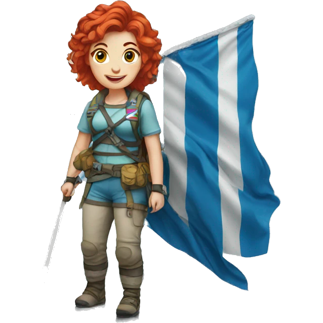 a red hair female on everest with greek flag emoji