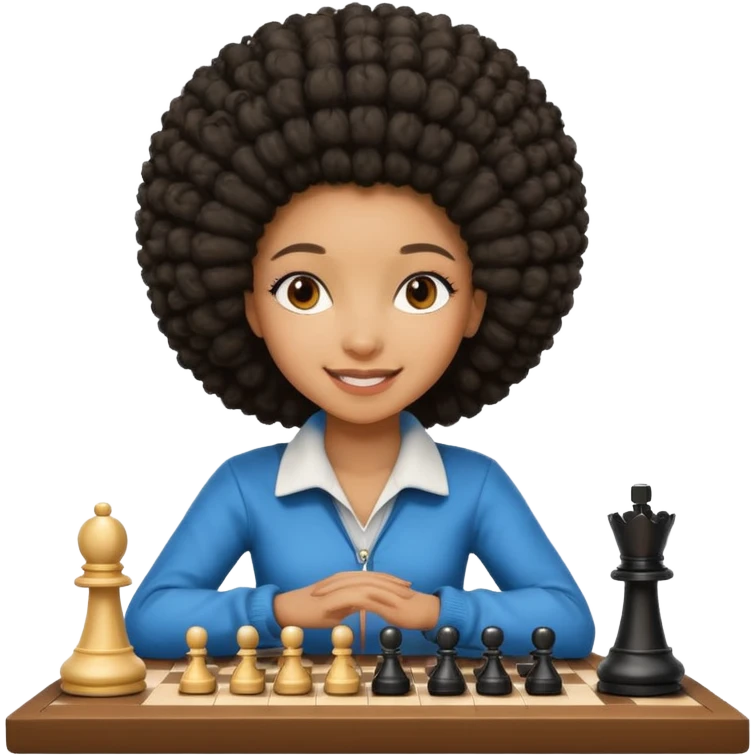 black girl with afro playing chess emoji