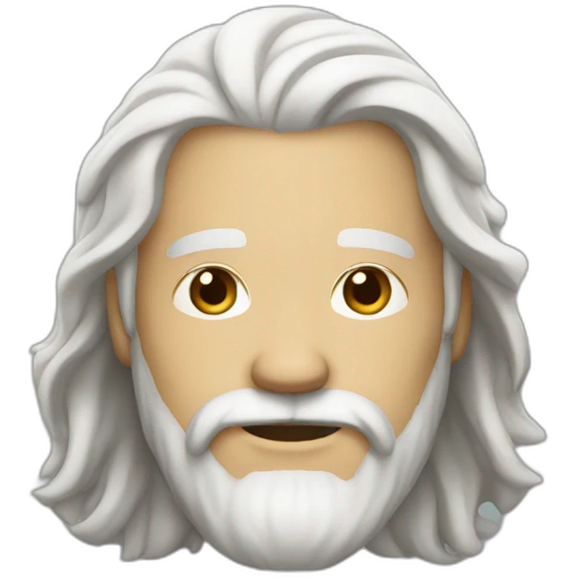 Man long white hair, light brown beard emoji
