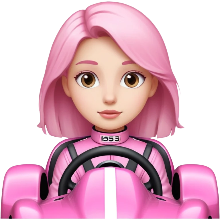 Girl in a pink race car emoji