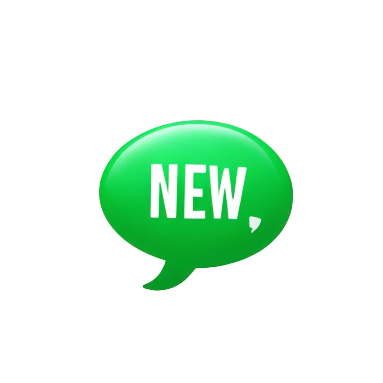 green bubble saying NEW emoji