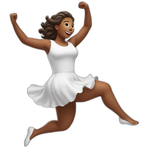 curvy beauty jumping white emoji