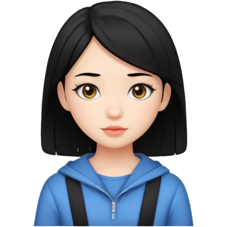 Gadis cantik, lucu, aesthetic, rambut pendek warna hitam baju aesthetic  emoji