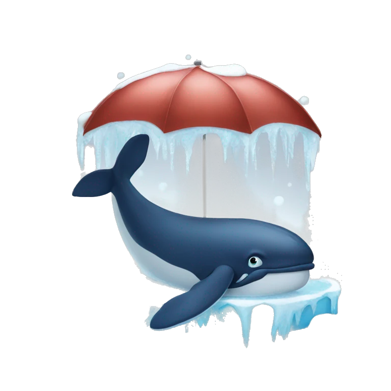 E whale freezing from cold emoji