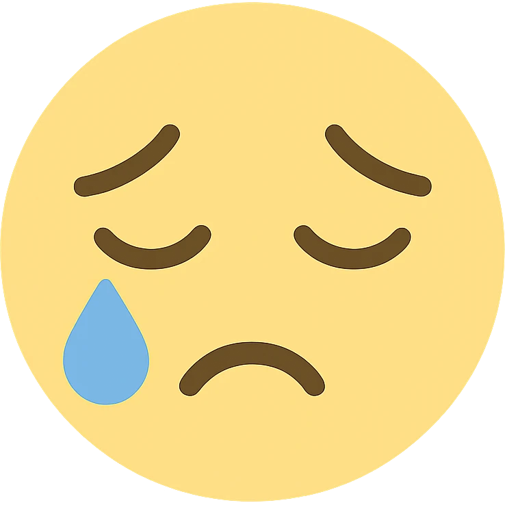 wistful crying face colored icon with single tear and gentle expression emoji