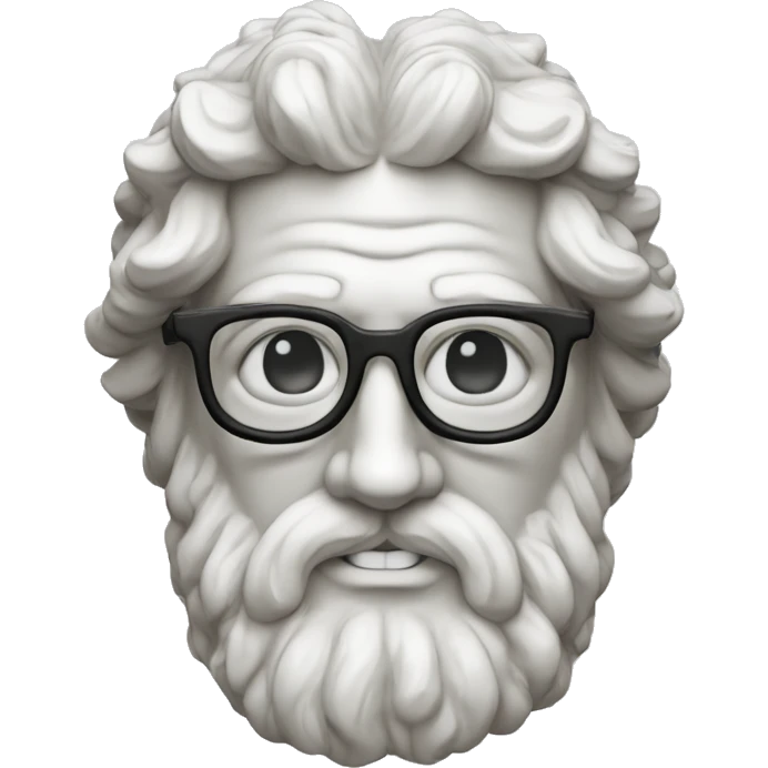 Ancient Greek King Odysseus Statue Face Only, Nerd, Off-white glasses, Off-white Statue, Off-white Eyes, No color emoji