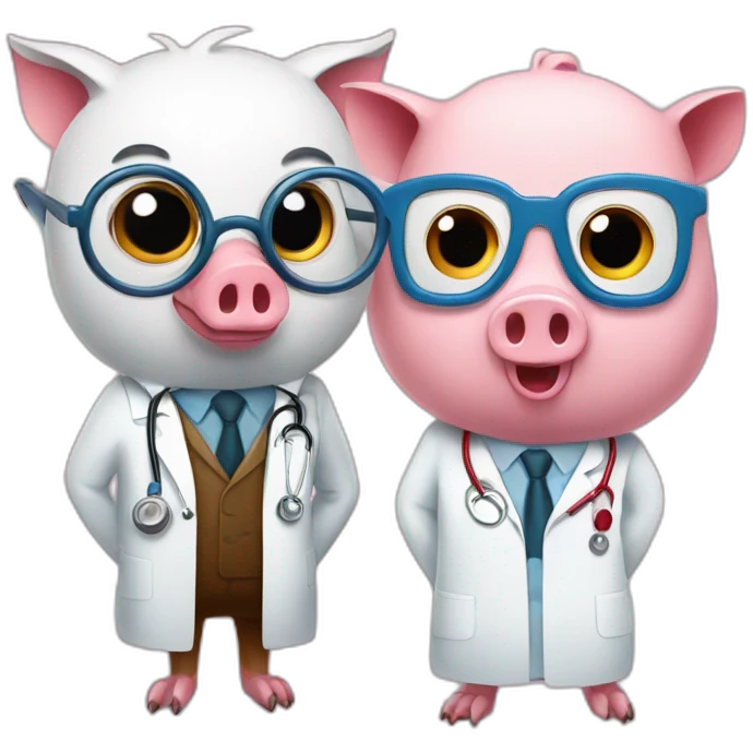 Doctor owl and Doctor pig emoji