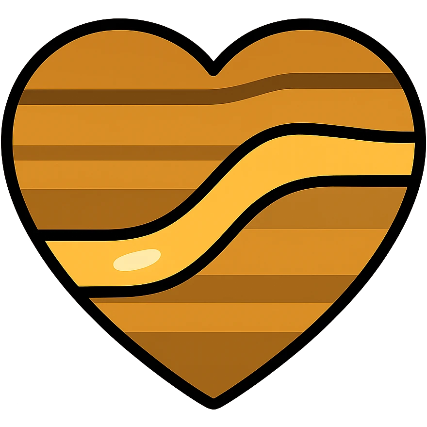 heart shaped tiger's eye stone icon, focus on golden chatoyancy, smooth and polished look emoji