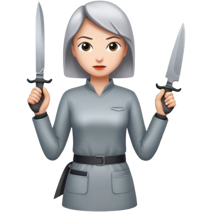 Women standing with a knife behind their back emoji