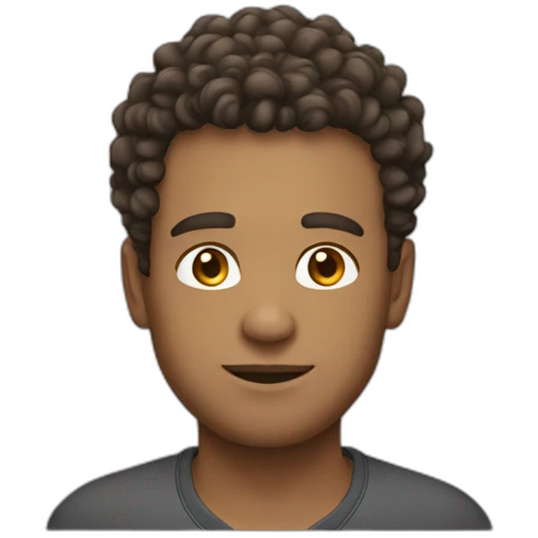 Man with brown curly hair fade haircut emoji
