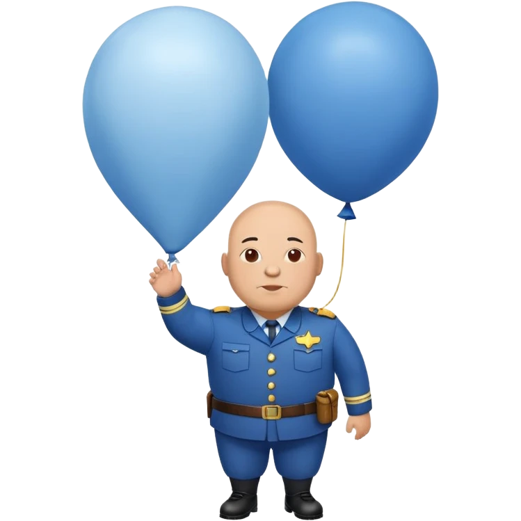 bald a bit fat man in a blue uniform on a ballon emoji