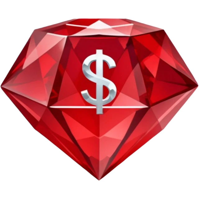 Red crystal with a $ drawn in the center of the crystal. emoji