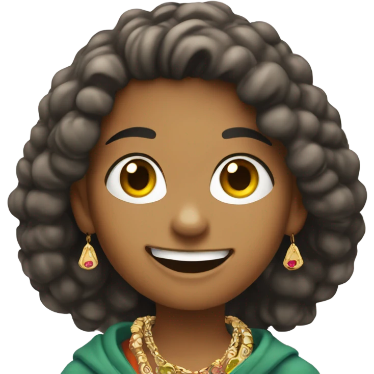 smiling girl outdoors with jewelry eating burrito emoji