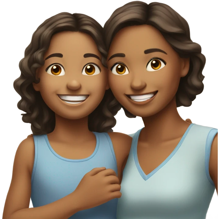 happy girl with daughter smiling emoji
