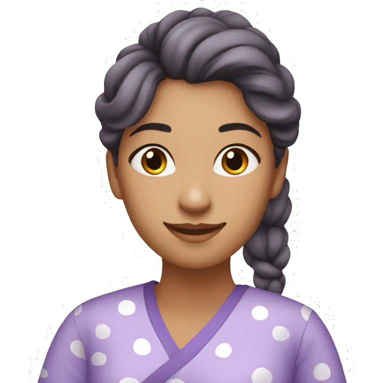 A young woman with lavender kurti white spots saying bye emoji