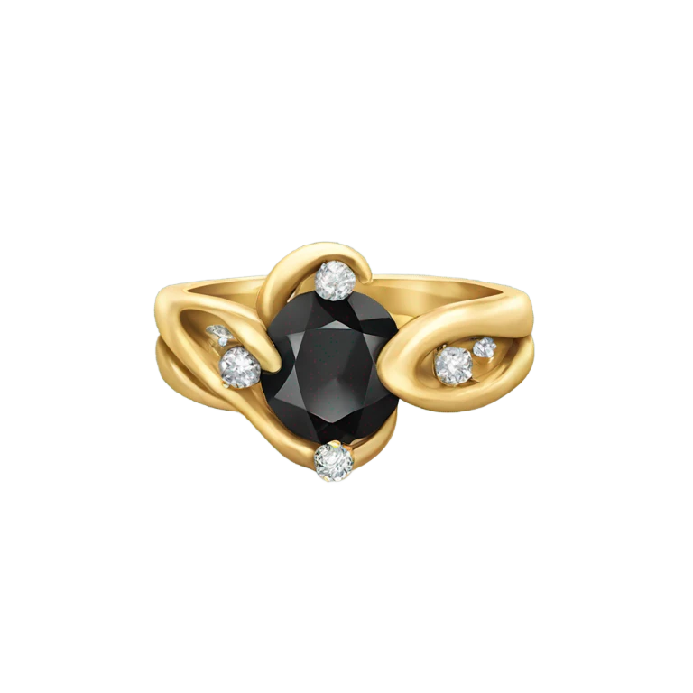 gold ring with black diamond emoji