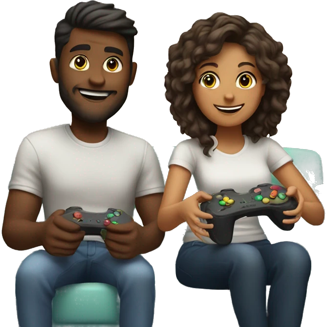 happy couple playing video games emoji