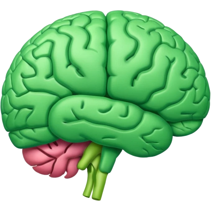 green brain with health logo plus on it emoji