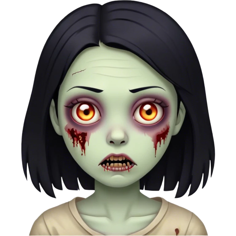 Girl young with hair black zombie emoji