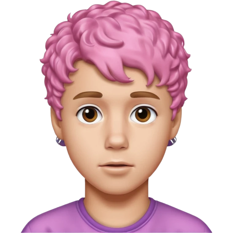 justin bieber with pink short curly hair emoji