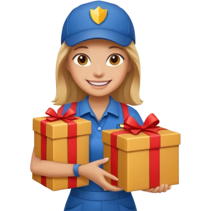 woman courier holding gift box emoji