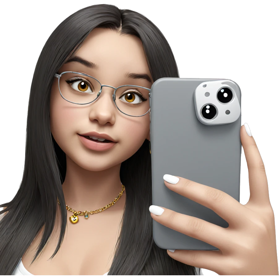 girl taking selfie with jewelry emoji